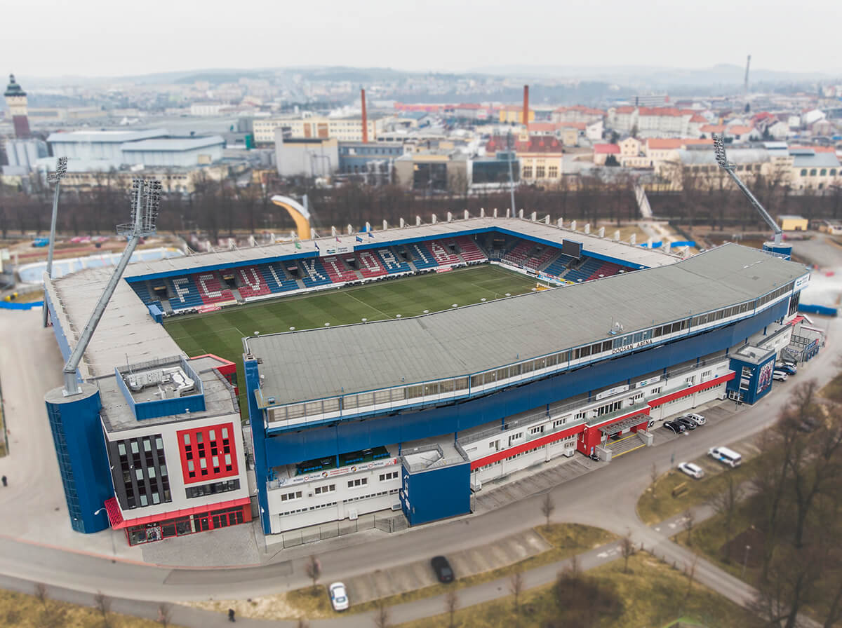 Fasáda stadionu FC Viktoria Plzeň